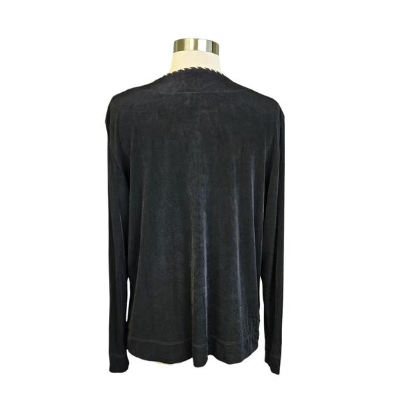 Chicos Travelers Womens Vintage Cardigan Size US Large Black Braided Hem Travel - Picture 5 of 10